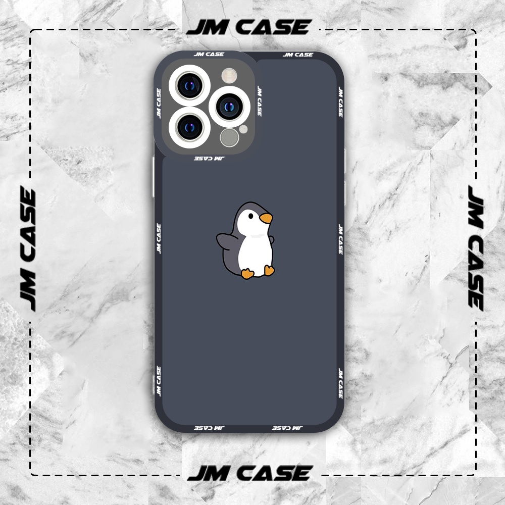 Ốp lưng iphone samsung xiaomi oppo cạnh vuông JMCase Chim Cánh Cụt Cute Penguin Cute