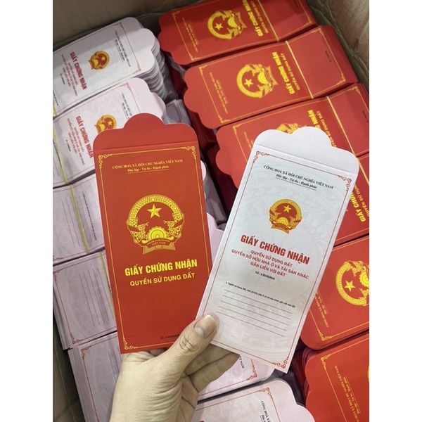 Combo 100 chiếc lì xì sổ đỏ, hồng mix 2 màu mẫu hottrend năm 2023