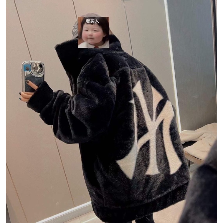 Áo Khoác Lông Thỏ MLB Logo Lưng Cao Cấp TQXK by Hallovnxk