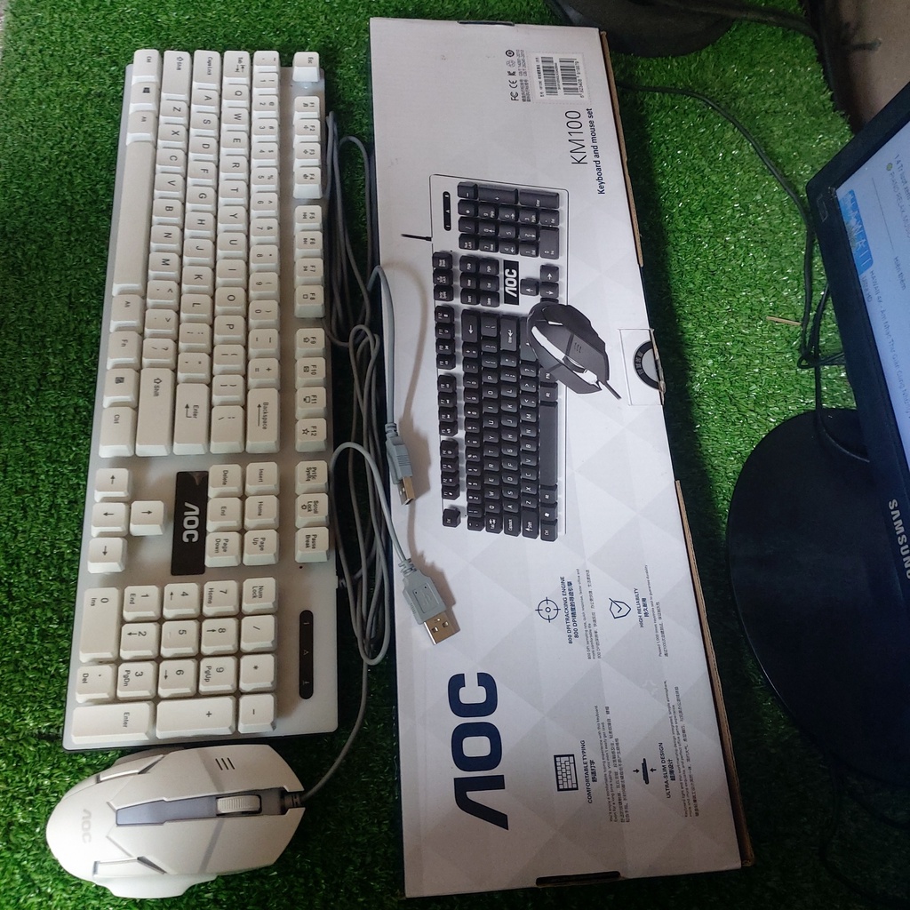 Combo chuột phím gaming full LED 7 màu đẹp chính hãng AOC KM100 BH 1 năm