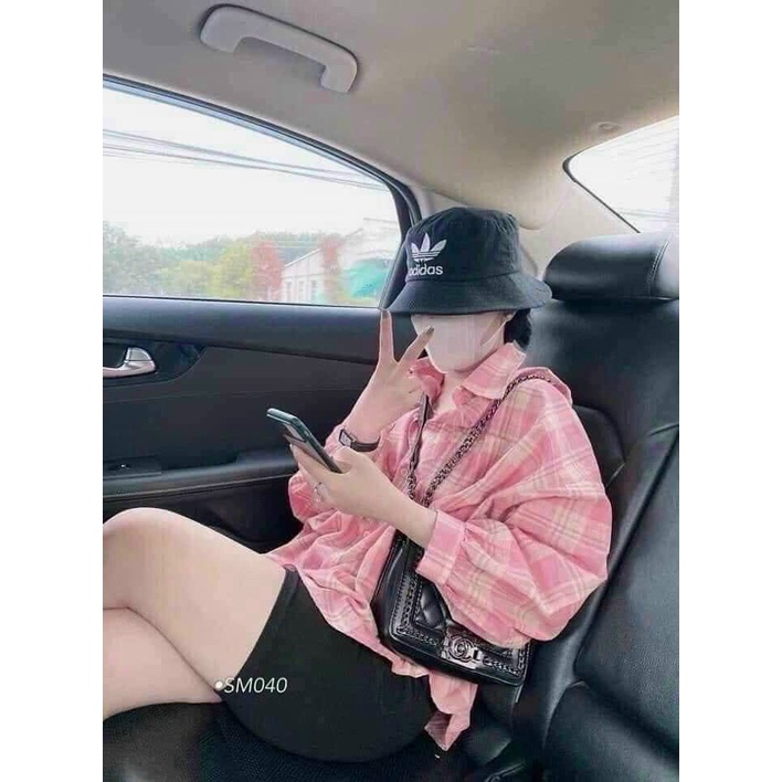 (FreeShip) Sét Bộ Caro Lửng,Aó Sơ Mi Tay Dài Phồng Có Túi Mix Quần Legging,Phong Cách Trẻ Trung cá Tính