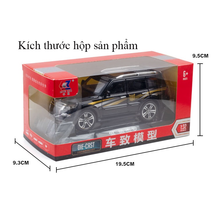 Đồ chơi mô hình xe Mitsubishi Pajero KAVY bằng hợp kim nguyên khối có nhạc 4 đèn led 2 màu chạy cót mở 6 cánh