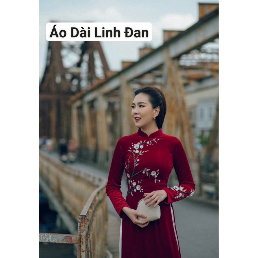 Áo dài nhung kết hoa sang trọng - Áo Dài Linh Đan