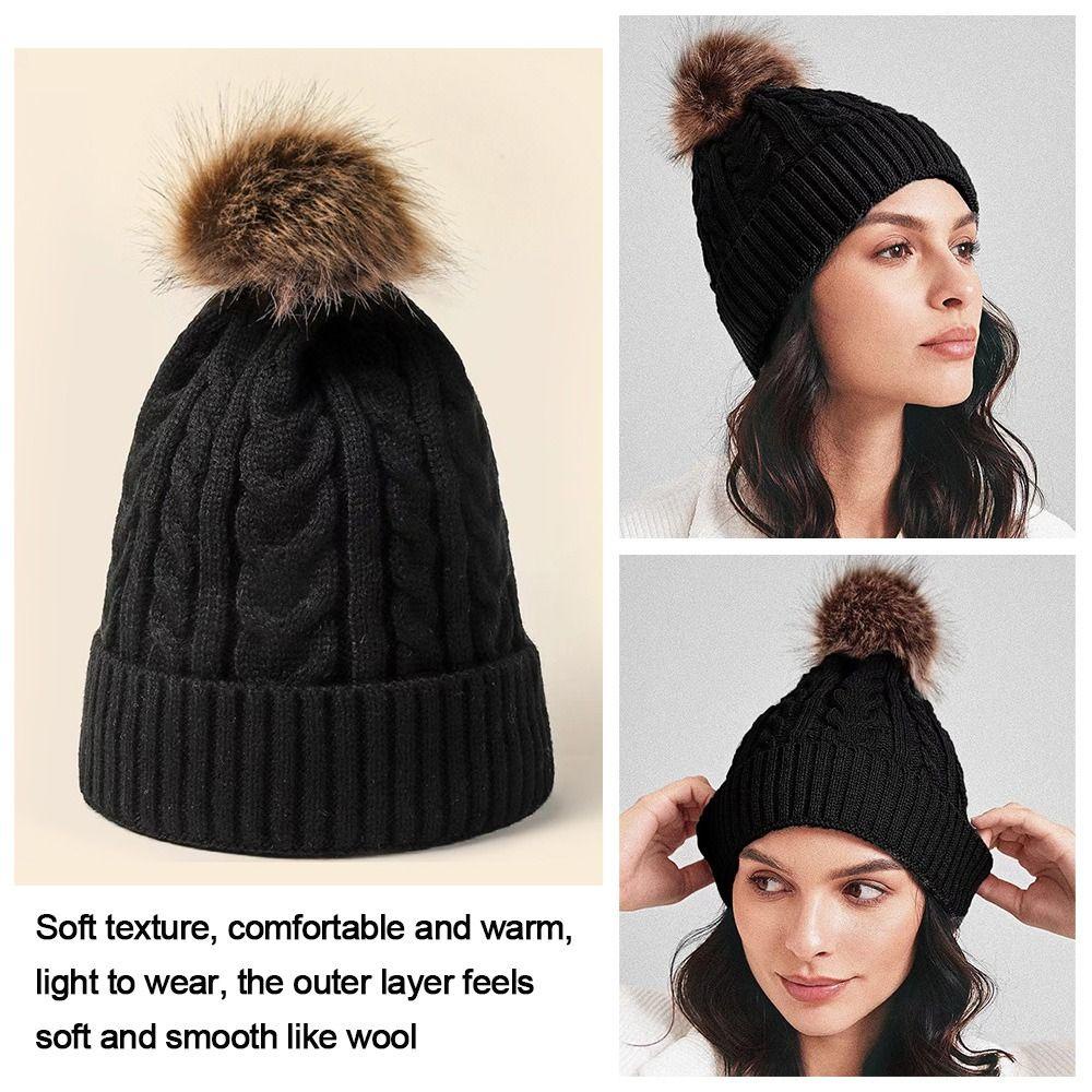 Mũ Dệt Kim Màu Trơn Giữ Ấm Mùa Đông Dễ Thương Cho Nữ