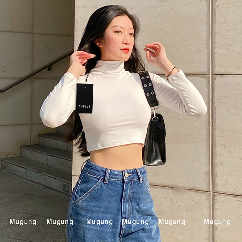 Áo croptop cổ lọ tay dài Mugung A05