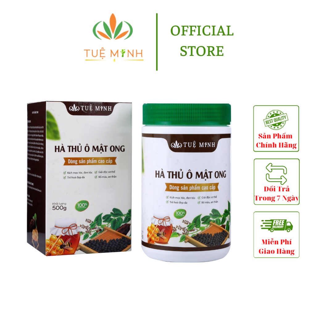 Hà Thủ Ô Mật Ong Rừng Tuệ Minh Chính Hãng, Viên Hà Thủ Ô Kích Thích Mọc Tóc,Ngăn Ngừa Lão Hoá,Trẻ Hóa Làn Da (Hộp 500gr)