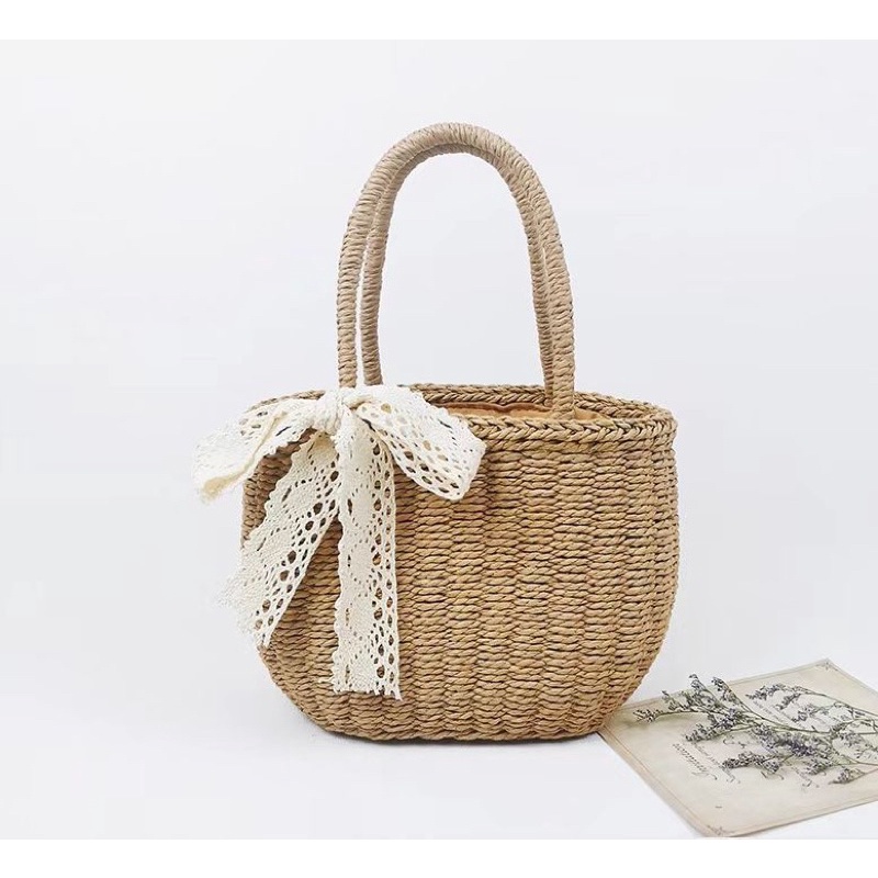 Túi Cói Đồng Quê Parisian Nơ Ren