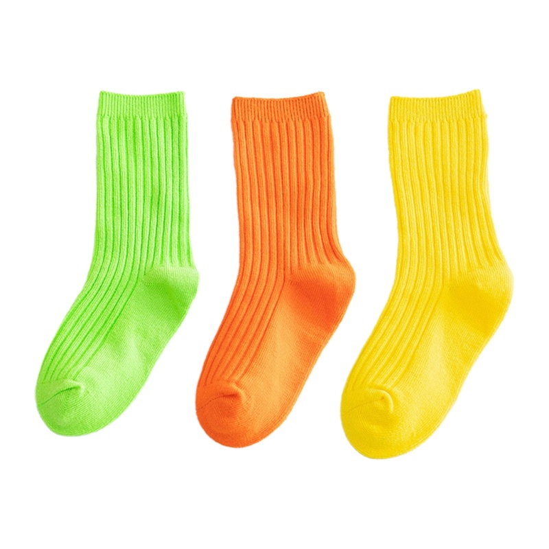 Set 3 Đôi Tất Cotton Thoáng Khí Màu Sắc Kẹo Ngọt Cho Bé