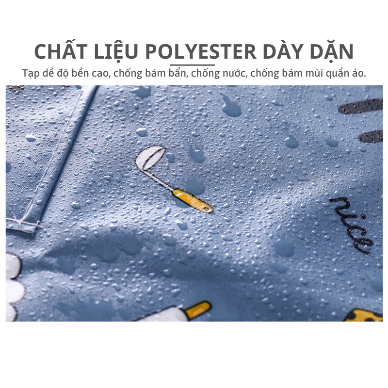 Tạp dề nấu ăn chống nước chống thấm PVC có túi đựng và khăn lau tay họa tiết dễ thương (CSNC28)