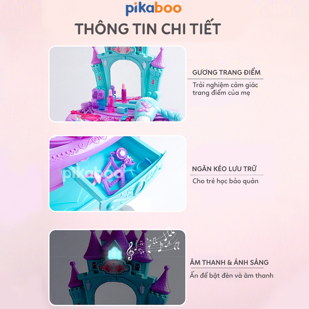 (Summer Sale 50%) Đồ chơi trang điểm lâu đài cỡ lớn Pikaboo có đèn và âm thanh chất liệu ABS cao cấp an toàn
