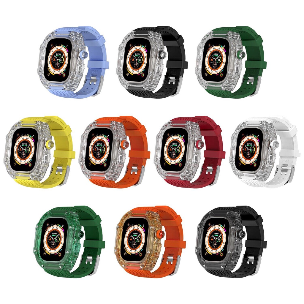 Dây Đeo Cao Su Trong Suốt 49mm 8 7 45mm Cho Đồng Hồ Thông Minh Apple watch Series 6 5 4 SE 44mm