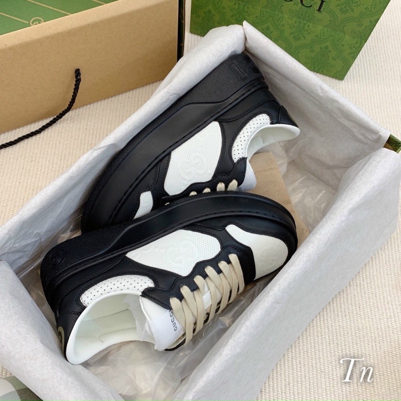 GIÀY GUC.CI SNEAKER WHITE BLACK ĐẾ CAO DA THẬT LAI AU [ FULL BOX + FREE SHIP ]