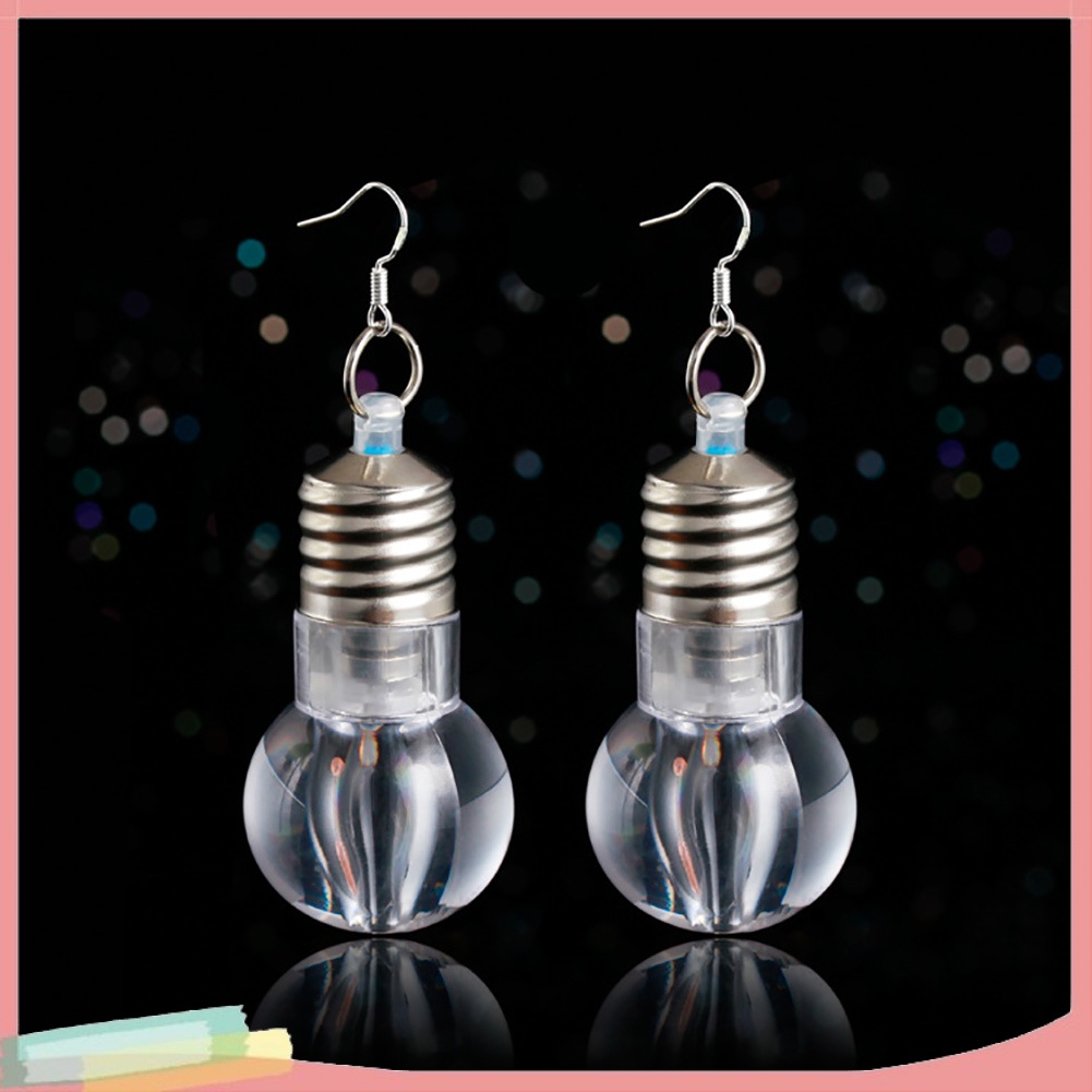 Đôi khuyên tai mạ bạc hình bóng đèn LED thời trang cho nữ