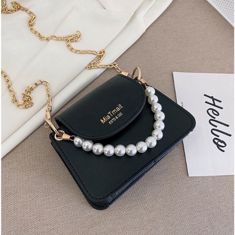 Túi xách nữ đeo chéo đi chơi phong cách hàn quốc phối dây ngọc MiaT Zuliashop8386