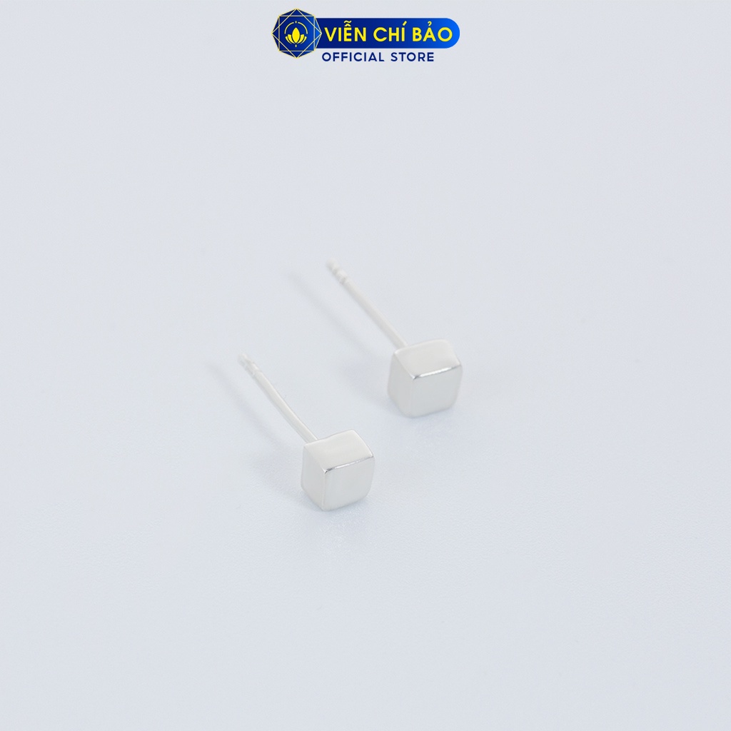 Bông tai bạc nữ khối vuông trơn chất liệu bạc 925 thời trang phụ kiện trang sức Viễn Chí Bảo B400764