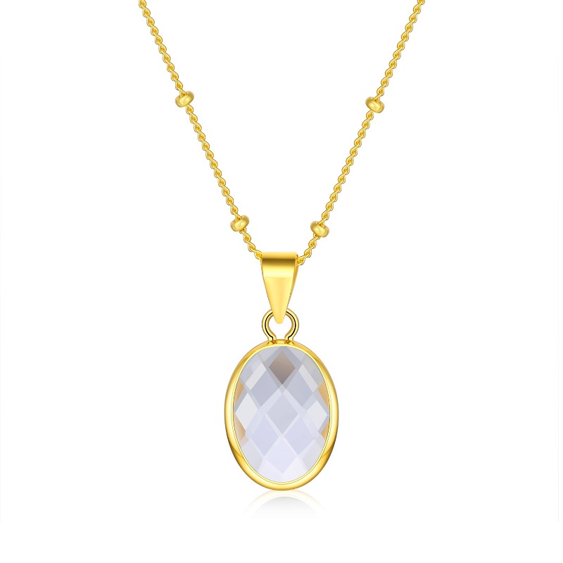 [Stock] 18K vàng Zirconia mặt dây chuyền vàng vòng cổ 925 Sterling bạc chuỗi trang trí