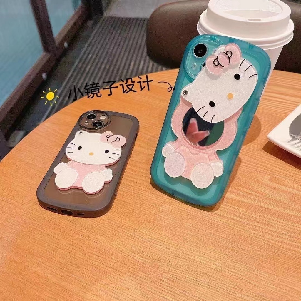 Ốp Điện Thoại Chống Sốc Tráng Gương In Hình Mèo Hello Kitty Cho iPhone 7 8 7p / 8plus X XS XR XSMAX 11 12 13 11Pro 12Promax 13Promax
