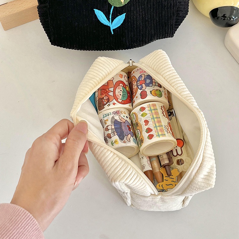 Túi Đựng Bút Đa Năng Sức Chứa Lớn Hình Hoa Tulip Cho Học Sinh