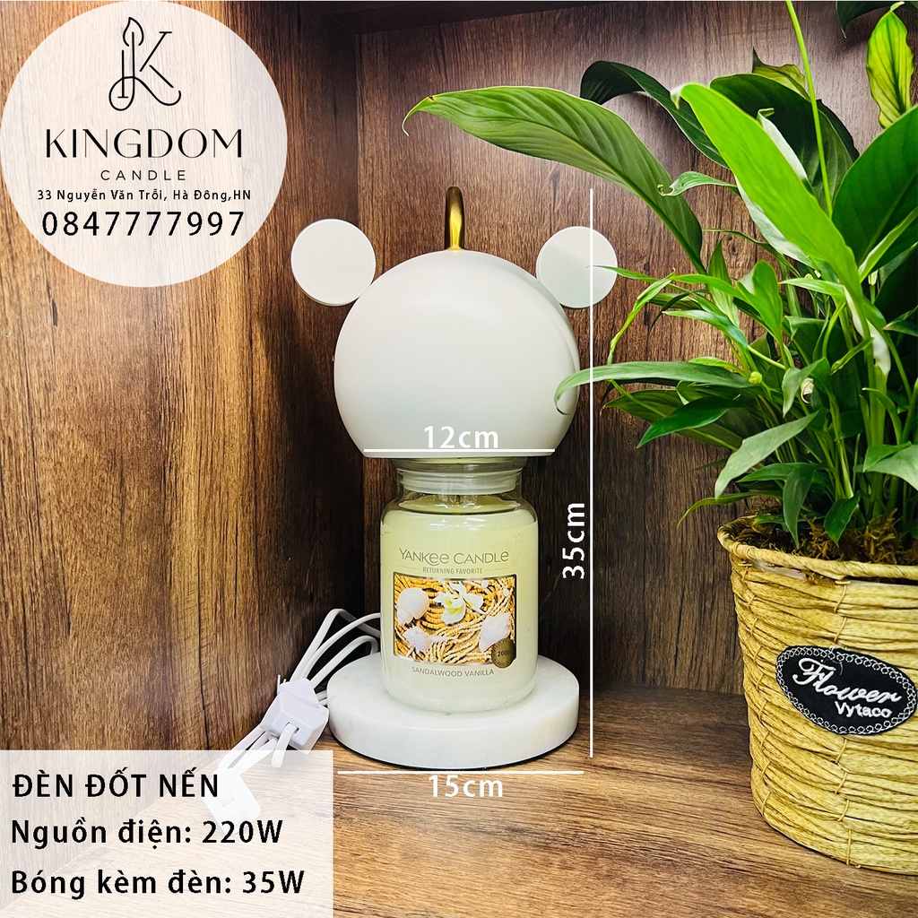 Đèn đốt nến thơm chuột Mickey đế cẩm thạch - Phụ kiện nến thơm Yankee, Bath & Body Works - GU10 35W - Hàng sẵn 2 màu