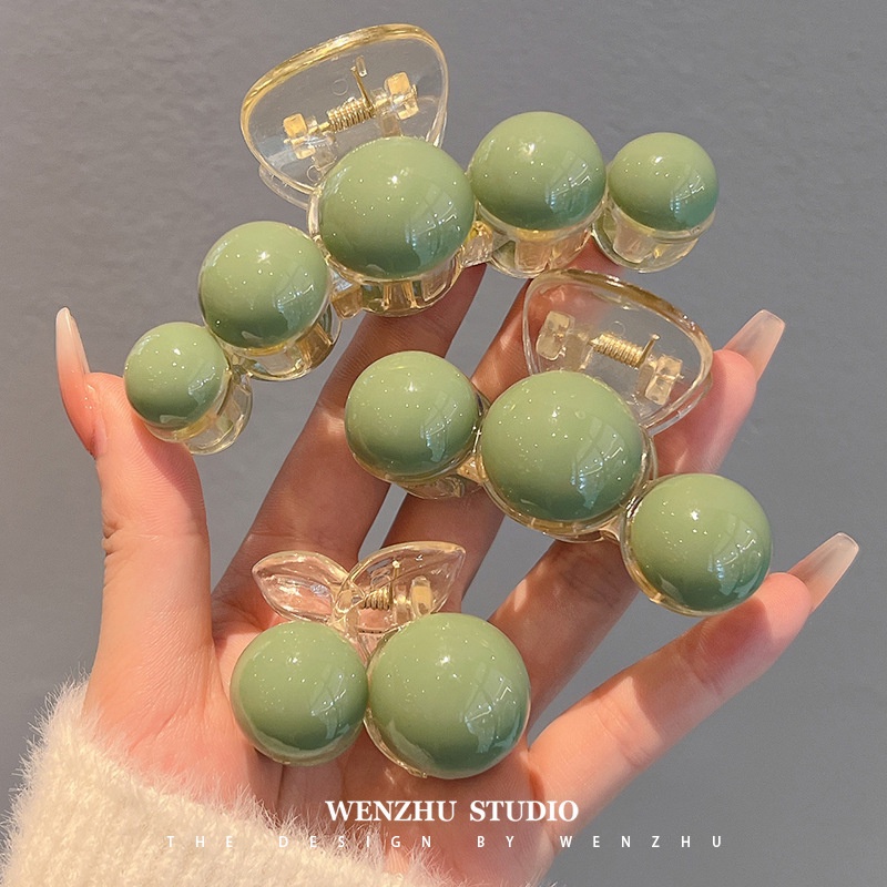 Kẹp Tóc Đuôi Ngựa Màu Xanh Lá Đậm Phong Cách Hàn Quốc