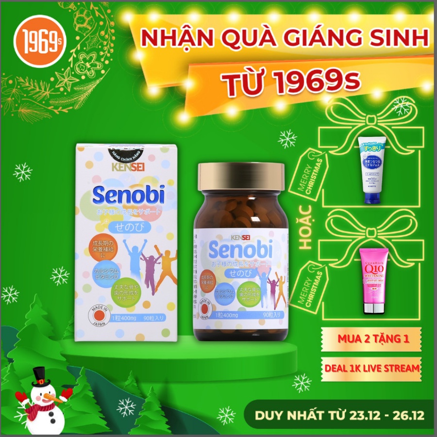 Viên uống tăng chiều cao cho trẻ Kensei Senobi Nhật Bản bổ sung vitamin khoáng chất, canxi Hộp 90 viên - 1969s Việt Nam