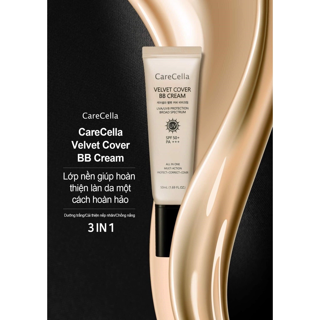 Kem nền Trang điểm Chống nắng BB Cream CareCella Velvet Cover hộp 50ml- không bết dính, ko bí da, cải thiện nếp nhăn