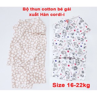 BỘ BÉ GÁI XUẤT HÀN Cordi-i SIZE 11-22kg CHO BÉ GÁI - Đồ bộ cho bé gái mặc nhà quần đùi, tay ngắn xuất Hàn xịn, mát