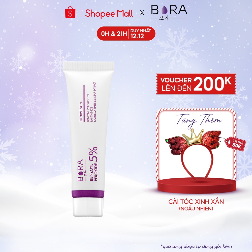 Gel chấm mụn Bora Benzoyl Peroxide 5% hoạt động mạnh mẽ tuýp 15g