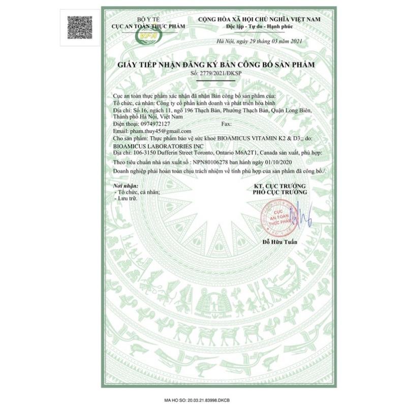 Bioamicus Vitamin D3K2 MK7 giúp bé tăng chiều cao tối đa + quà