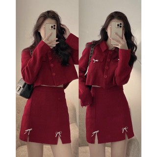 Sét TWEED áo + chân váy tặng kèm mũ nồi siêu xinh myra - SetdadoMu225