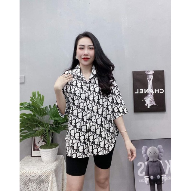 Áo sơ mi họa tiết tay ngắn BIGSIZE