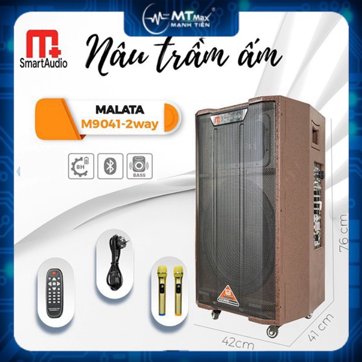 [Freeship] MT MAX Loa kéo bluetooth Malata M+9041 bass 4 tấc có Reverb tặng kèm 2 micro không dây tiện lợi bảo hành 12th