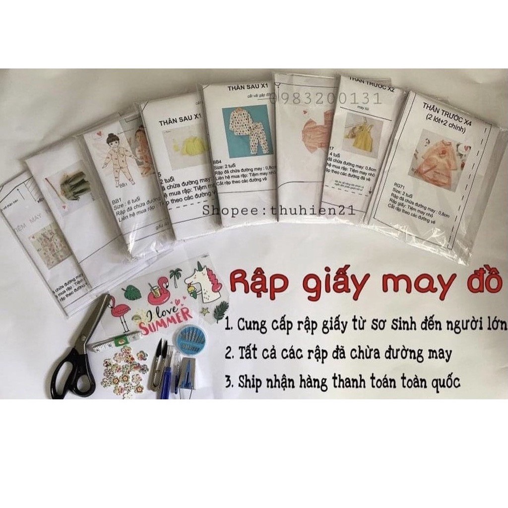 RG356_Rập giấy may body ngủ cho bé