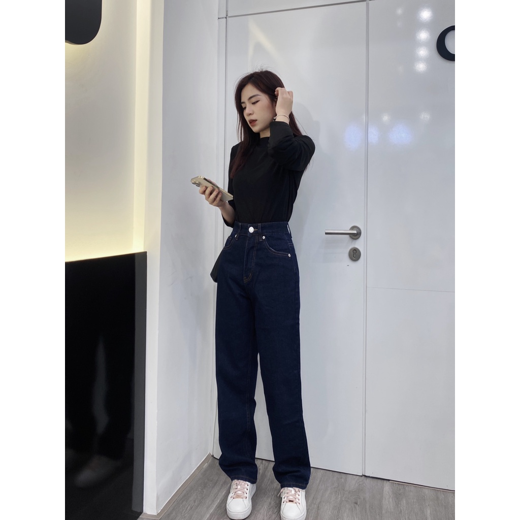 Quần jean nữ ống rộng CONSOLISM baggy nữ lưng cao ống suông loe nhập cao cấp Q05