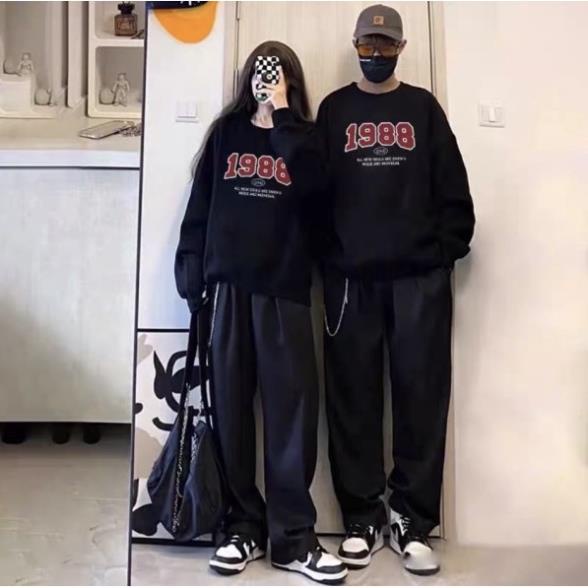 Áo Sweater 1988 Unisex nam nữ tay lỡ Oversize form rộngThời trang Thu đông ấm áp, nỉ cotton ko bai xù, ấm áp