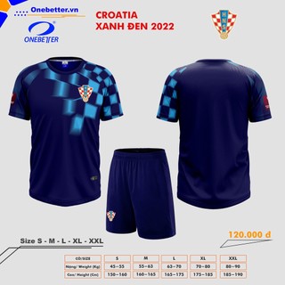 Quần áo bóng đá, đồ đá banh đội tuyển croatia xanh đen 2022 - thun lạnh cao cấp, không nhăn, không xù lông