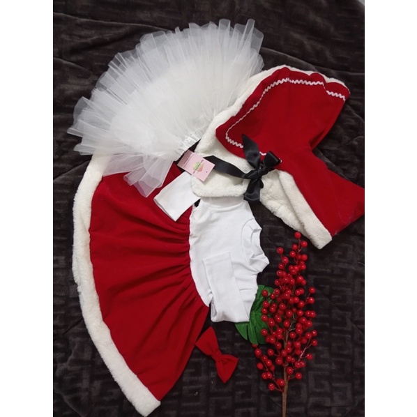 Đầm Nhung NOEL 🍓TIỆM CÔNG CHÚA NHỎ🍓 Váy Bà Già Noel Đỏ Chi Tiết cực ấm áp cho bé