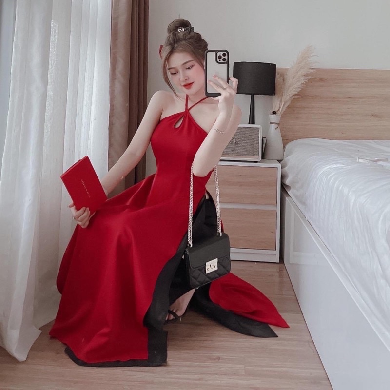 Áo dài yếm dây cách tân 2 tà kèm quần lụa