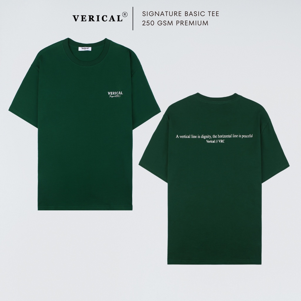 Áo thun Unisex Verical Basic Tee Green phông trơn nam nữ tay lỡ oversize form rộng thoải mái màu xanh lá (Có video)