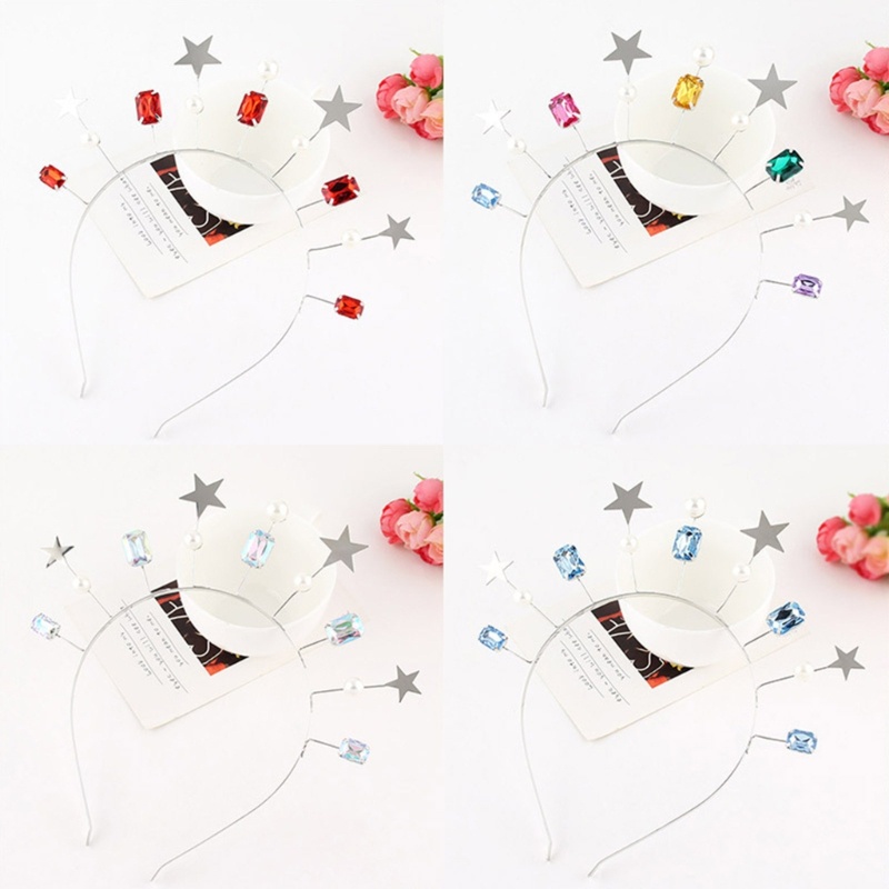 Flgo Băng Đô Hợp Kim Hình Ngôi Sao Đính Đá Ngọc Trai Lấp Lánh Cho Nữ