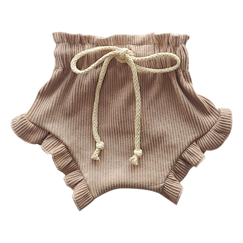 Quần Sooc Cotton Viền Bèo Nhún Có Dây Rút Thời Trang Cho Bé Gái Sơ Sinh