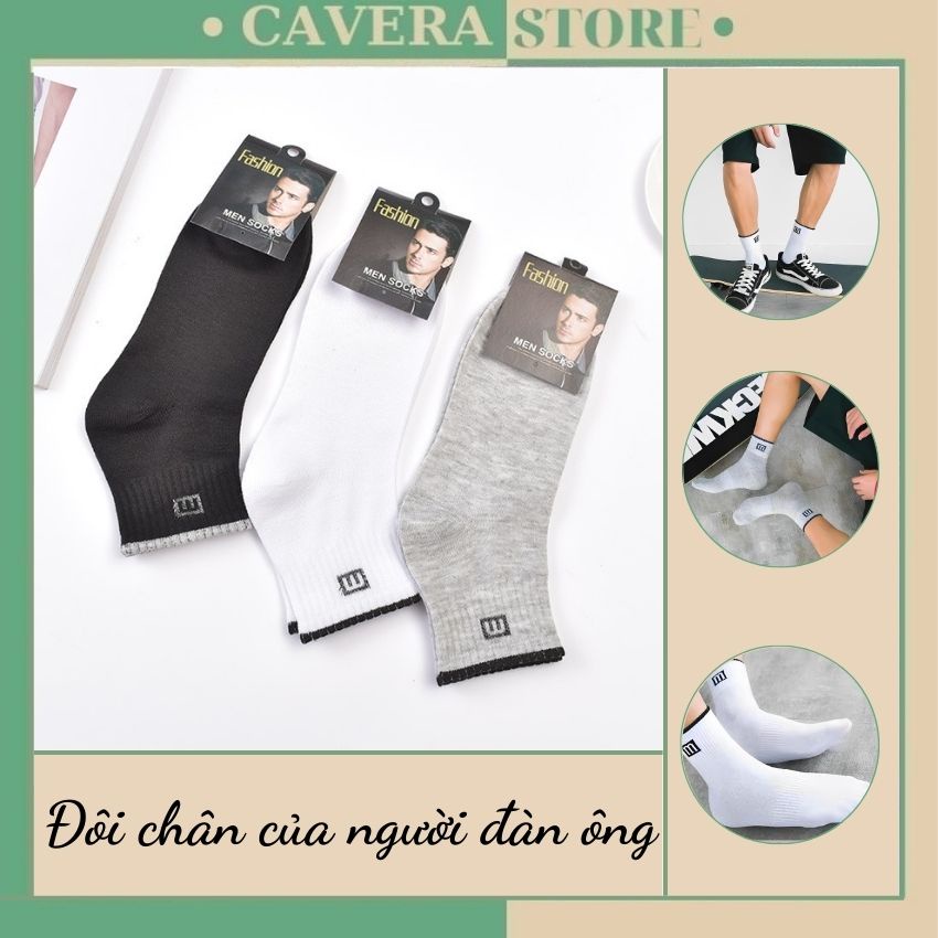 Tất nam cotton cao cấp co dãn chóng mòn, Vớ nam thể thao co dãn bền bỉ mềm mại T3480