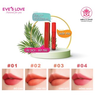 Son môi lì eve's love màu son hot trend đỏ cam, màu cam tây, màu cam đất, màu hồng baby