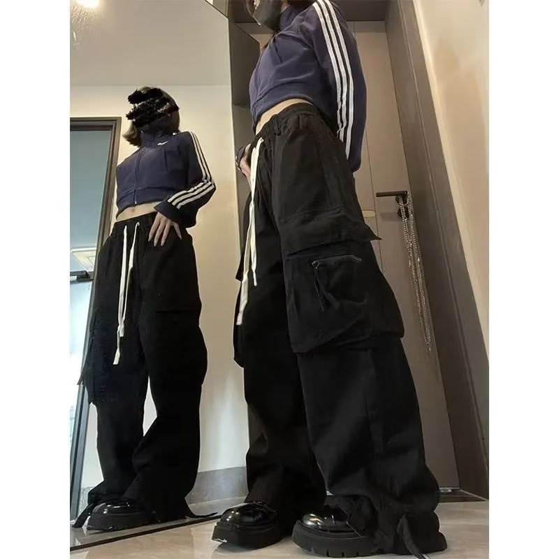 Quần ống rộng Phong Cách Đường Phố Mỹ Cá Tính Cho Nam NữQuần chạy bộ Hiphop mặc dù rất mỏng nhưng túi xách cá ngựa cũ