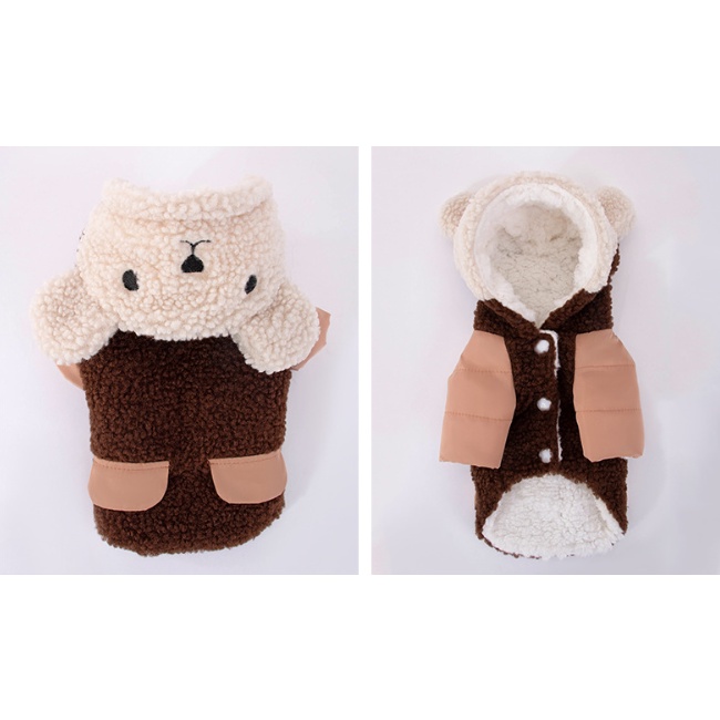 ÁO KHOÁC LÔNG CỪU CÓ MŨ SIÊU ẤM ÁP MÙA ĐÔNG CHO THÚ CƯNG