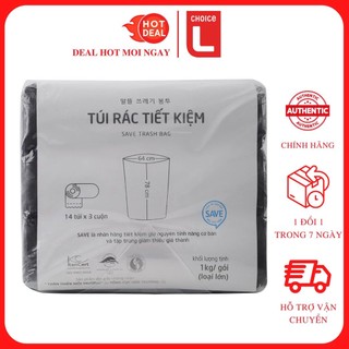 Cuộn 3 túi rác màu đen choice l 1kg 64 x 78cm