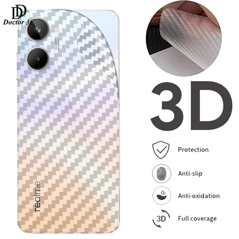 Dán mặt lưng điện thoại Carbon chống vân tay Cho Realme 11 10 9 Pro Plus 9i Pro+ 4G 5G 2023