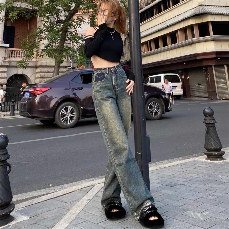 Quần Jean Ống Rộng Túi Sẫm LSEOUL J0772 Kiểu Basic Cá Tính Năng Động Dễ Phối