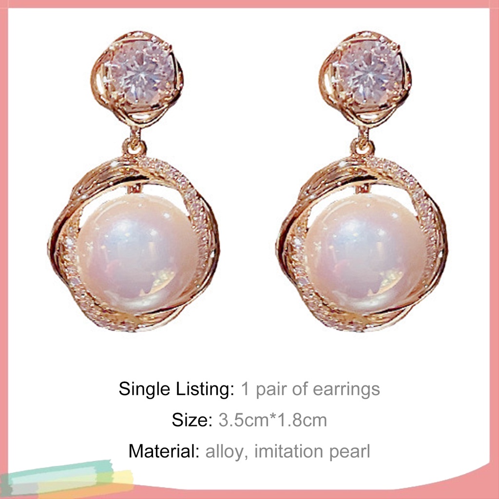 Đôi Khuyên Tai ĐíNh Kim Cương NgọC Trai Giả ThờI Trang Cho Nữ