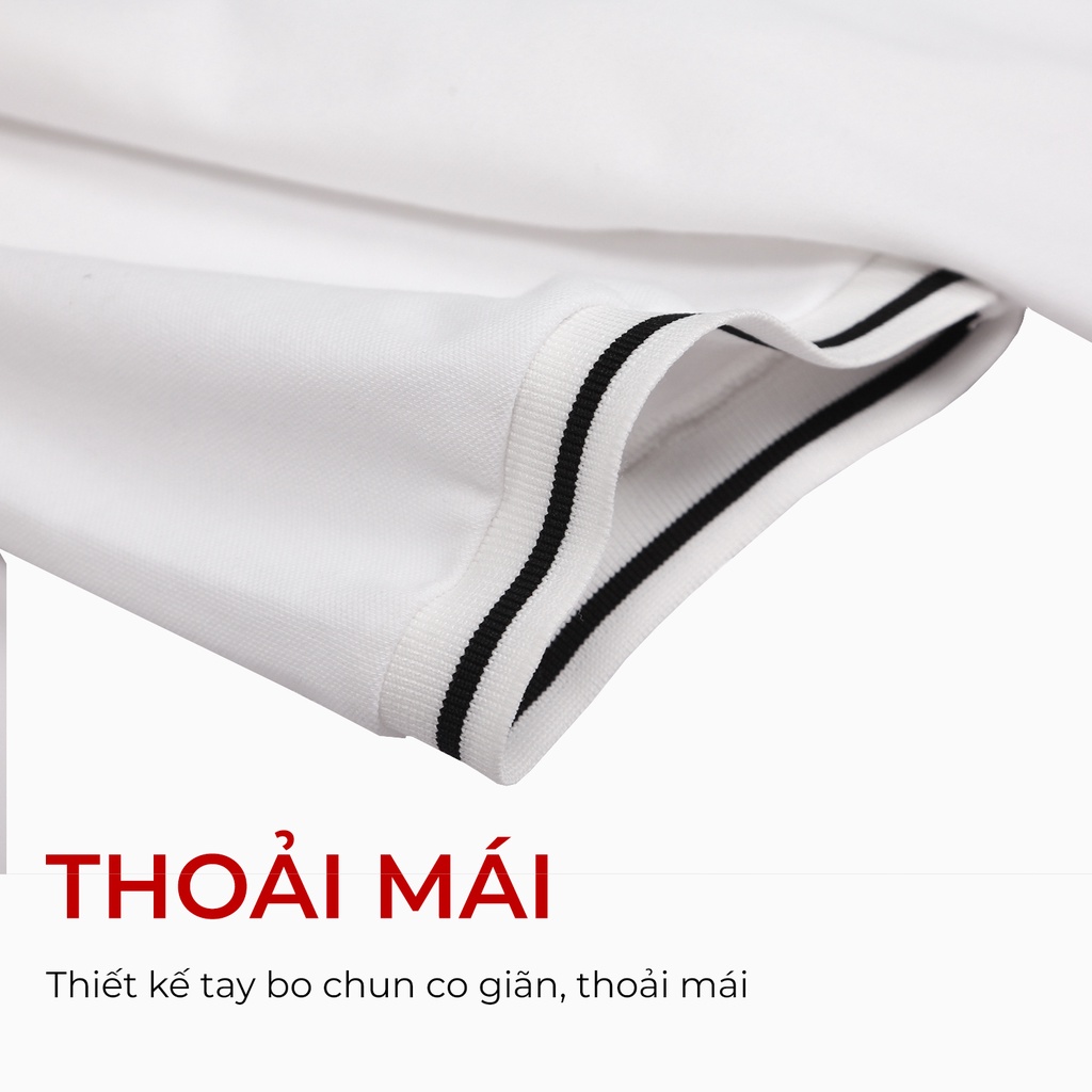 Áo polo nam cao cấp đẹp màu trắng thêu gấu vải cá sấu cotton HIDDLE H7-T8